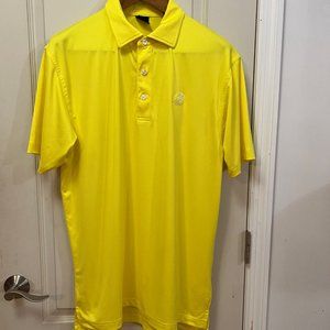 Dunning Golf Men's L 90% Polyester/10% Spandex S/S Qtr Button Golf Polo. Yellow